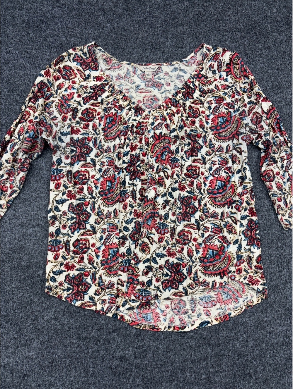 Lucky Brand Women's Floral Print 3/4 Sleeve Top Size M